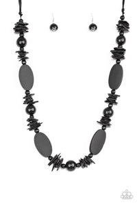 Carefree Cococay - Black Wood Necklace Paparazzi