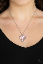 Load image into Gallery viewer, Heart Flutter Pink Necklace Paparazzi
