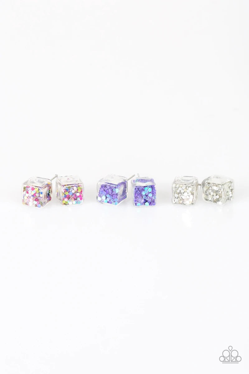 Starlet Shimmer Ice Cube Glitter Earrings Paparazzi