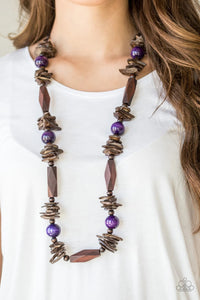 Cozumel Coast Purple Wood Necklace Paparazzi