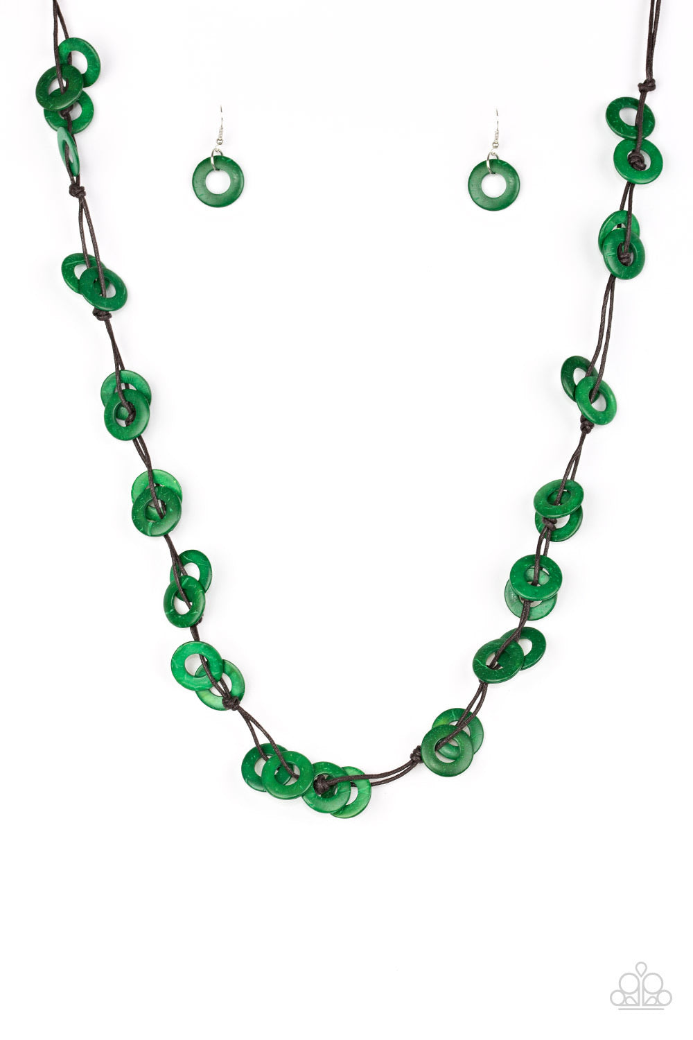 Waikiki Winds - Green Wood Necklace Paparazzi