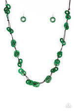 Load image into Gallery viewer, Waikiki Winds - Green Wood Necklace Paparazzi
